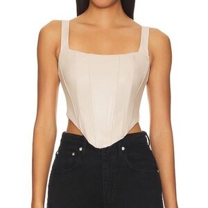 REMI x REVOLVE Ali Faux Leather Corset Top in Cream